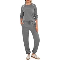 Terecey Conjunto Deportivo Mujer 2 Piezas Sudadera de Manga Larga y Pantalón Jogger con Puños Chándal Mujer Completo Ropa de Deporte para Fitness y Tiempo Libre