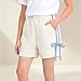 Girls Running Shorts with Pocket Cotton Comfort Fit Bow Side Fashion Sweat Shorts for Tennis Yoga White