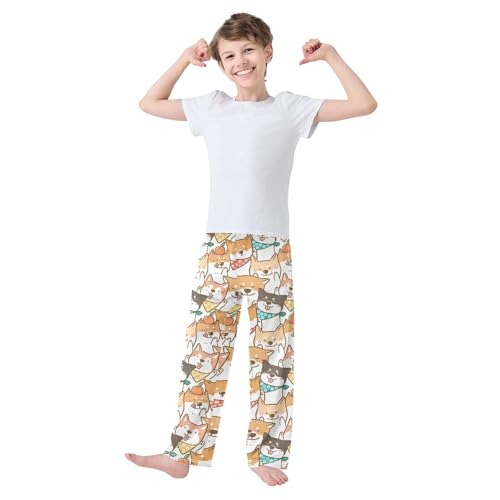 Boys' Pants Cute Shiba Inu Dog Long Bottoms Jogger Pants Elastic Waist Trousers with Pockets S-XL2