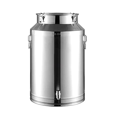 SaryEdge Airtightness Stainless Steel Milk Can - 18L- 48L Bucket Milk Transport Can Heavy Duty - Oil Barrel Tea Canister with Sealed Lid and Spigot/Silive,Sil,Siliver-15L