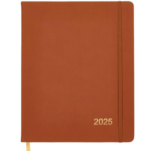 2025 Textured Cover Weekly Monthly Planner, 8\"x10\": 14 Months (November 2024 - December 2025) / 2025 Calendar / 2025 Weekly Calendar/Weekly Planner Organizer (Brown)