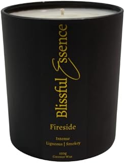 Fireside, Luxury Long Burning Scented Candles, Aromatherapy Oud Candle Gifts, Natural Wax, 250g 65hr Burn| Handmade UK