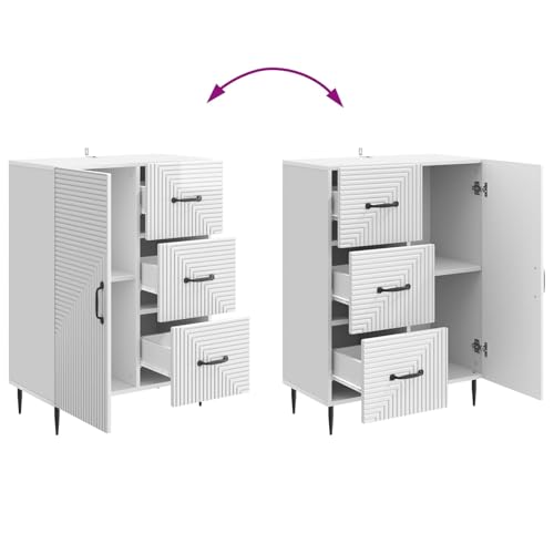 Makastle Buffet Blanc Brillant 66 x 34,5 x 89,5 cm Bois d'ingénierie – vue 9