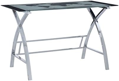 Powell World Map Printing Curved X-Sided Computer Desk, Chrome, 47-1/4" x 23-5/8" x 29-1/2" tall