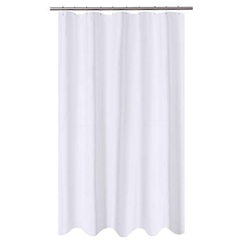 Image of N&Y HOME Fabric Shower Curtain Liner Extra Long Stall Size 54 Width by 80 Length inches, Hotel Quality, Washable, White Bathroom Curtains with Grommets, 54x80