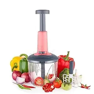ZELXI Push Chopper Big Size 1100 ml Hand Press Fruits and Vegetable Push Chopper Easy to Use for Kitchen 6 Sharp Stainless Steel Blades, Unbreakable Food-Grade Plastic