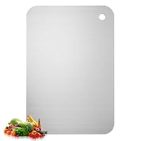 1 Stück Titan Schneidebrett Edelstahl Schneidebrett Titanium Cutting Boards, Doppelseitiges Metall Schneidebretter, Stainless Steel Cutting Board für Fleisch, Brot, Gemüse & Obst(30 x 20cm)