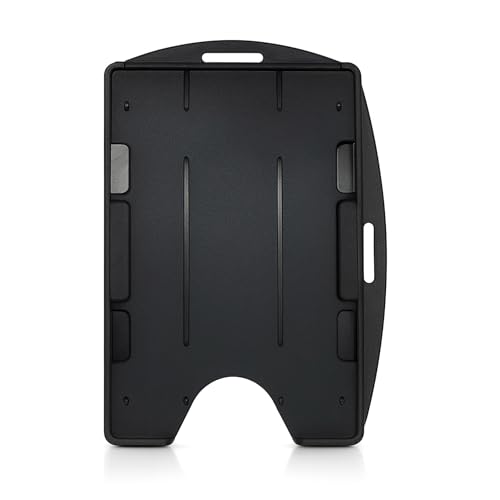5 Pack - Specialist ID Black Dual Card ID Badge Holder - Holds 2 Cards - Rigid Hard Plastic - Double Sided Card Holder for Horizontal or Vertical Badges - Open Face Design