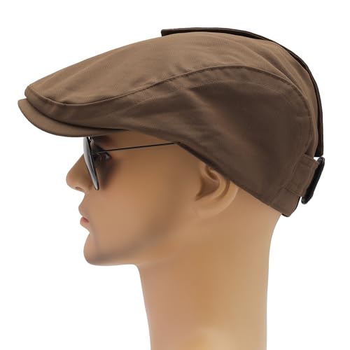 Image of ZLYC Men Cotton Flat Cap Summer Scally Ivy Gatsby Newsboy Beret Driver Cabbie Hunting Hat