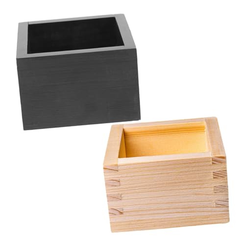 Gatuida 2個 製正方形木製酒杯収納箱 和風デザイン滑らか仕上げ耐変形小型木箱 おちょこ収納に
