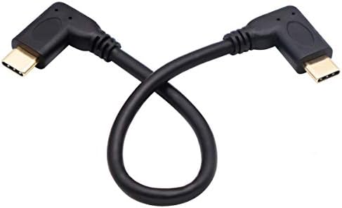 AAOTOKK 90 Degree USB 3.1 Type C Male to Male Gen 2 (10Gbps) Connector Extension Cable, Supports Charging, Data, Audio, Video Cable for New MacBook Pro 2017,USB-C Hub,Type-C Devices,Laptops(20cm-M/M)