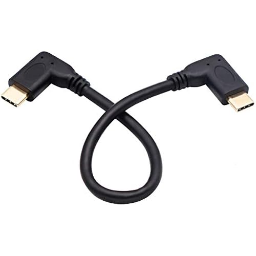 90 Degree USB 3.1 Type C Male to Male Gen 2 (10Gbps) Connector Extension Cable, Supports Charging, Data, Audio, Video Cable for New MacBook Pro 2017,USB-C Hub,Type-C Devices,Laptops(20cm-M/M)