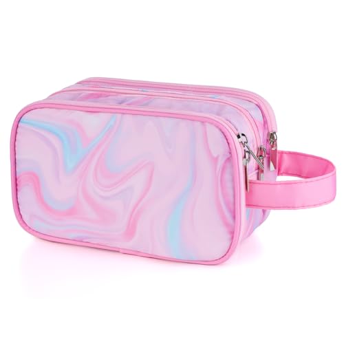 Vipdeal Pink Toiletry Bag for Girls, Travel Toiletry Bag for Teen Girls Cosmetic Bag Makeup Bag Waterproof Hanging Wash Bag Kids Toiletries