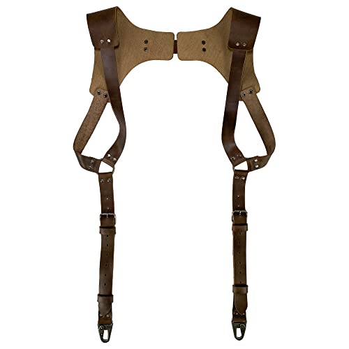 Hide & Groom, Renaissance Suspenders Handmade From Full Grain Leather - Adjustable Straps, Strong Metal Hooks For Men (Bourbon Brown) #TOP1