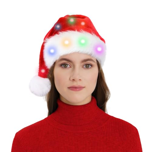 Sprinlot LED Weihnachtsmütze Erwachsene, 46cm Weihnachts Mütze...