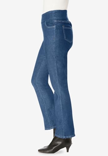 Woman Within Plus Size Petite Womens Plus-Size Flex-Fit Pull-On Bootcut Gap-Free Stretch Denim Jeans3