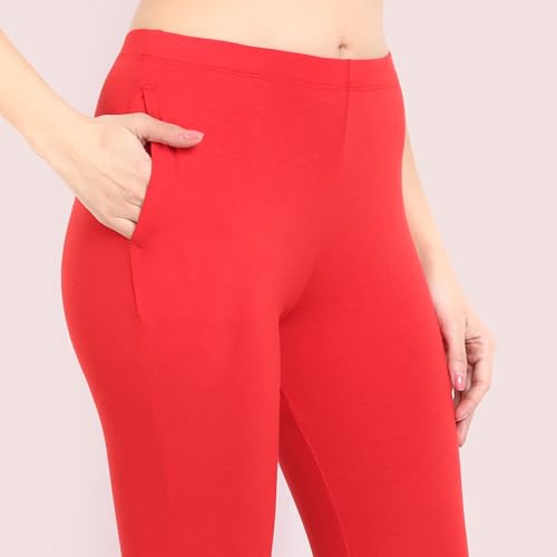 Image of ONE SKY Women Ankle Length Leggings | Premium Cotton Modal Spandex Blend | High Waist Stretchable & Bio-Washed Fabric | Colour-Lock | Ethnic Leggings for Women