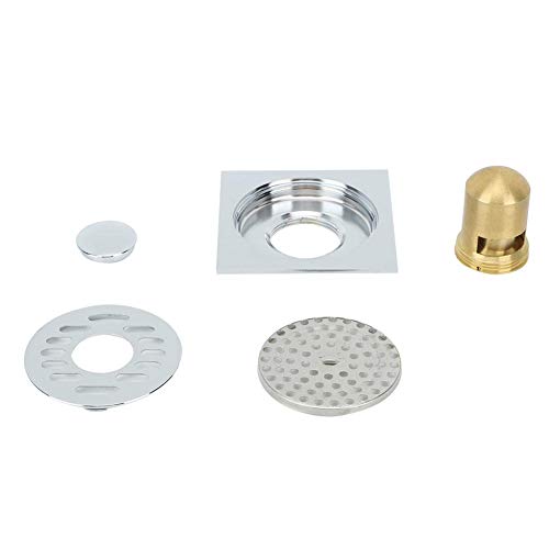 Yosooo Shower Drain,Quality Floor Drain Copper Square Bathroom Cover Odor-Resistant Shower Waste Strainer With Removable Strainer Cover,Chrome Finish,Anti-Clogging Design #TOP4
