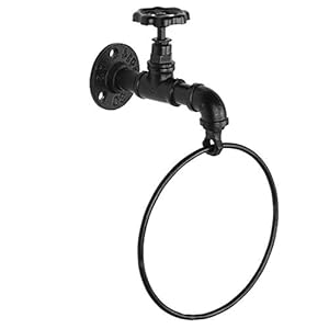 Mygiftindustrialfaucetpipemetalblacktowelringwallmountedhandtowelholderhangingrack Urban Country Home Decor Mygift industrial faucet pipe metal black towel ring wall mounted hand towel holder hanging rack urban country home decor