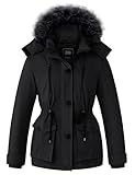 ZSHOW Women's Winter Coats Waterproof Puffer Jacket Warm Hooded Parka (Black,Medium)