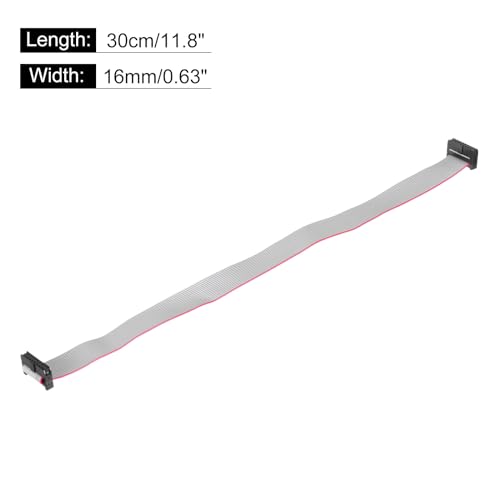 QUARKZMAN Cable de Cinta Plana IDC de 16 Pines, Paso de 2.0 mm, Conector FC a FC, Cable de Puente Gris de 30 cm de Longitud para Computadora, Pantalla LED, DVD, 2 Unidades - imagen 2