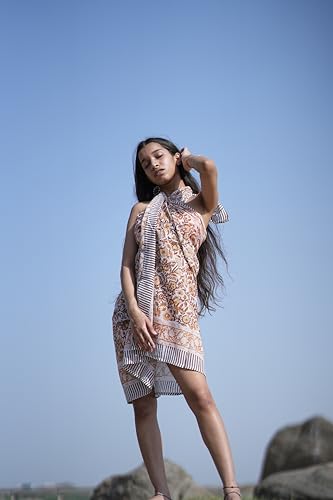 Indian Artisan Sarong – Hand Block Printed Beach Cover Colorful Rayon Beach Sarong – Soft & Breathable Resort Cover-Up4