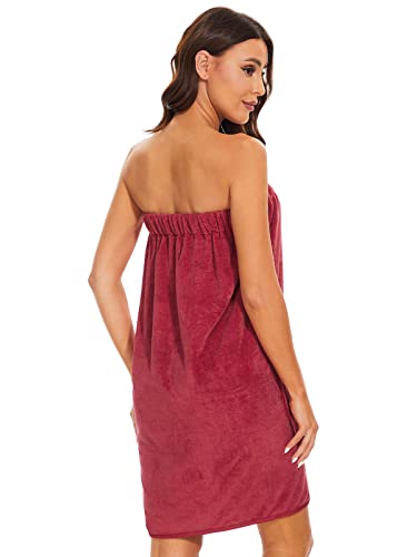 Image of Kniffi Shower Wrap Robe for Women Bath Body Towel Wrap Spa Soft bathrobe with Adjustable Snap Closure