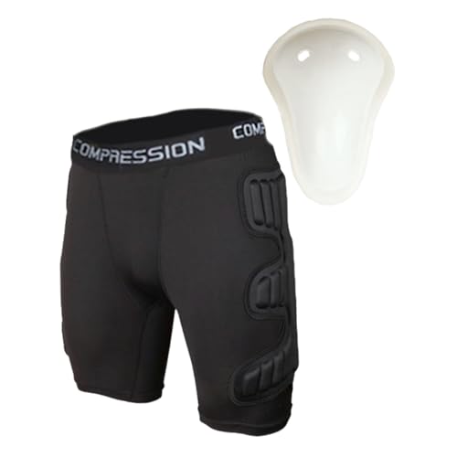 #N/A/a Shorts de Profesional con Acolchado EVA Cintura Elástica Ajustable Transpirables Resistencia Al Impacto Adecuados para Fútbol Hockey Rugby Tod, L