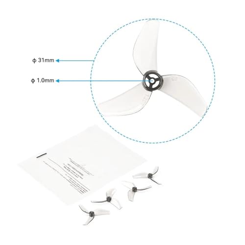 Hélice à 3 pales 1207 31mm en polycarbonate transparent pour micro-drone FPV