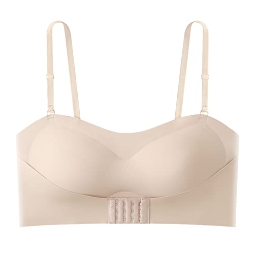 FESSOSKO Strapless Sujetador Push-up para Mujer Sujetador Sin Tirantes Sin Aros, Nylon Minimizer Sujetador Bandeau Sujetador Apoyo Invisible con Correa Desmontable Cover