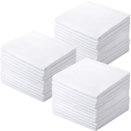 Shimeyao 60 Pcs Men's Handkerchiefs Cotton Bulk White Handkerchiefs 16 x 16 Inches Women Pure Hankie Thick Soft Pocket Square(Classic Style)