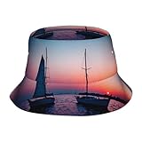 POEZJZW Surreal Sailboat - Sombrero de pescador para adultos, sombrero de pescador para hombre y mujer, sombrero de sol UV, sombrero de ala ancha para exteriores, negro, talla única, Negro, talla