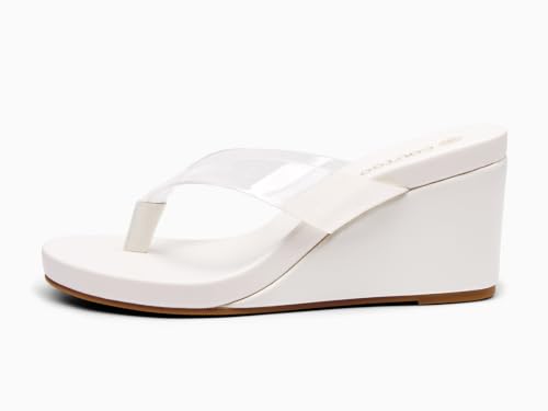 Image of Coutgo Womens Wedge Heels Sandals Platform Flip Flops Slides Slip On Summer Beach Shoes