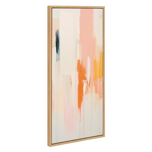 Kate and Laurel Sylvie Fiesta Abstract Framed Canvas Wall Art by Amy Lighthall, 18x40 Natural, Colorful Modern Abstract Art for Wall by Kate and Laurel - Used condition - US$34.84