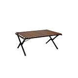 UJack(ユージャック) ウッドローテーブル ウッドロールテーブル ロールトップテーブル アルミ足 木製 天然木 収納ケース付き (90モデル/高さ調整機能あり)