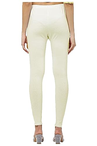 Image of H2 Women's Comfortable Cotton Blend Leggings - Ankle Length, Versatile (in, Alpha, 2XL, Regular, Cream)