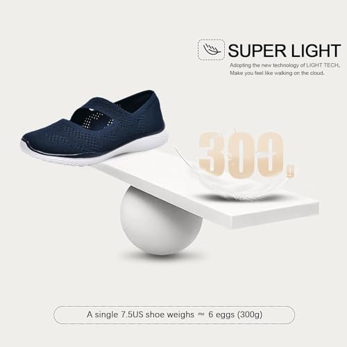 Image of HONHOLD Women's Casual Knit Mary Jane Flat Shoes with Arch Support
