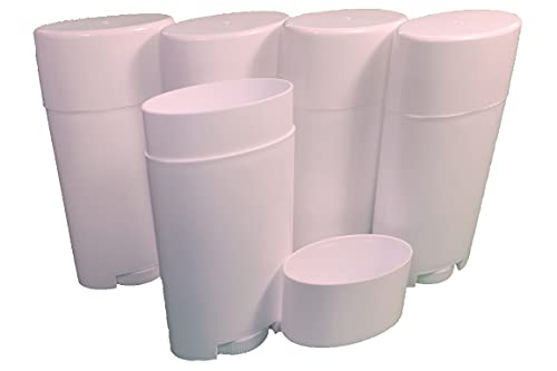 Dropper Stop 5 Pack - Empty Deodorant Containers (2.5 Oz Capacity Top-Fill Flat Top Lid White)