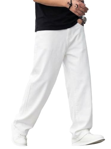 Image of ALLABREVE Men's Baggy Hip Hop Jeans Y2k Wide Leg Denim Pants Relaxed Fit Skater Trousers Streetwear