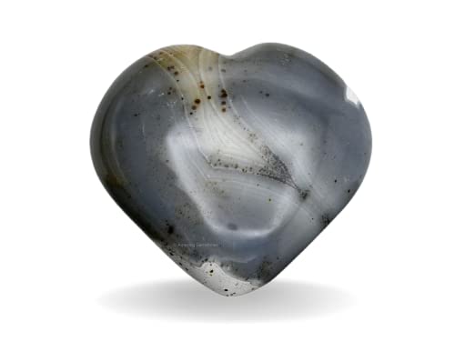 Dendrite Agate Crystal Heart Palm Stone - Pocket Massage Worry Stone for Natural Body Chakra Balancing Reiki Healing and Crystal Grid