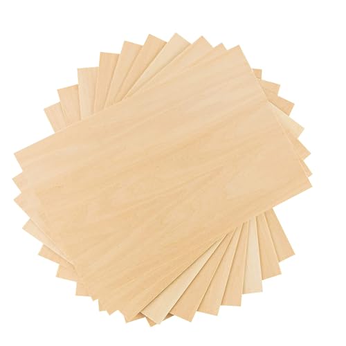 Compensato Legno 20x30x0.2 cm,10 Pezzi Pannelli Legno Sottile per Fai Da Te, Pirografia, Modellismo, Decorazioni, Laser Cutting, Bricolage, Impiallacciatura Legno, Tavole Legno Compensato 2mm