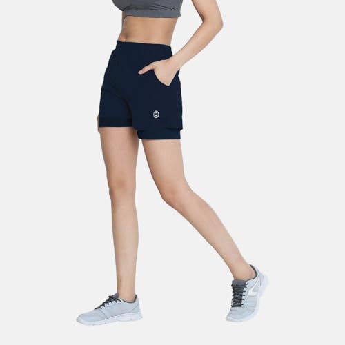 Image of CHKOKKO Gym Shorts for Women Workout Sports Running Quick Dry Fit Double Layer Inner Compression with Pockets Breathable Lightweight Wear