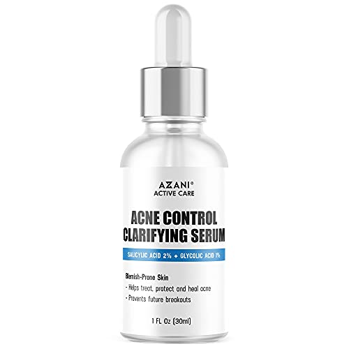 Azani Active Care Acne Clarifying Serum | 2% Salicylic Acid & 1% Glycolic Acid Reduces Acne, Blemishes & Unclogs Pores | Prevents Future Acne Breakouts - Women & Men, 30 ml