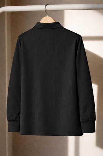Image of Mack Jonney Men's Premium Ribbed Half-Zip Polo T-Shirt | Long Sleeve Soft Stretch Fabric | Stylish Casual & Smart Wear Top-M6814