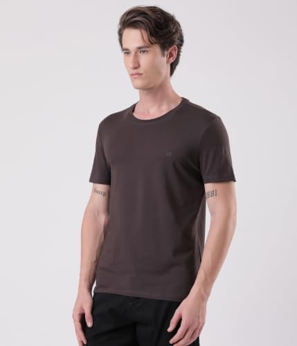 Image of TURMS Men's Anti Stain Casual T-Shirt Round Neck Half Sleeves | Anti Odor Water Repellent | Stretchable Cotton Rich Solid | Available in Plus Sizes
