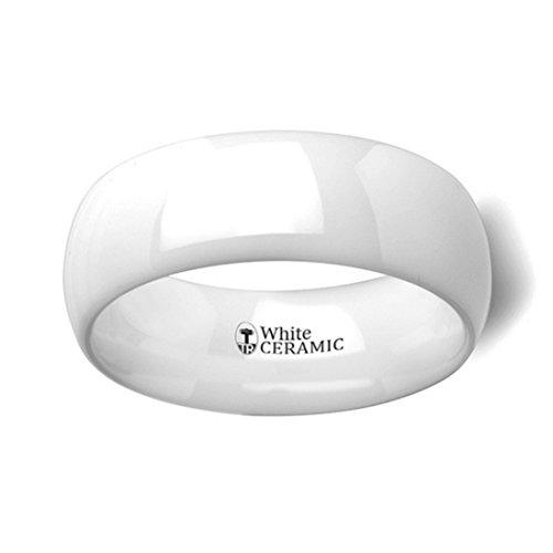 Thorsten IVORY Domed Polish Finished White Ceramic Ring 8mm Wide Wedding Band with Custom Inside Engraved Personalized2