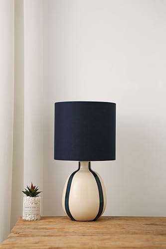 Toga Ceramic Striped Lamp in Green, Blue, Black or Grey Colour Options (Blue)