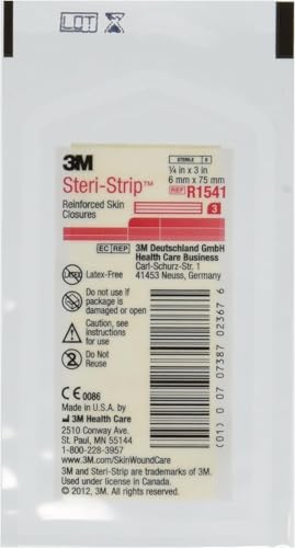12298 3M Steri-Strip Skin Closures, 1/4" x 3", Envelope of 3