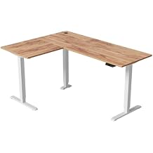 FEZIBO L Shaped Standing Desk, Corner Standing Desk L Shape, L Shaped Adjustable Table, Light Brown