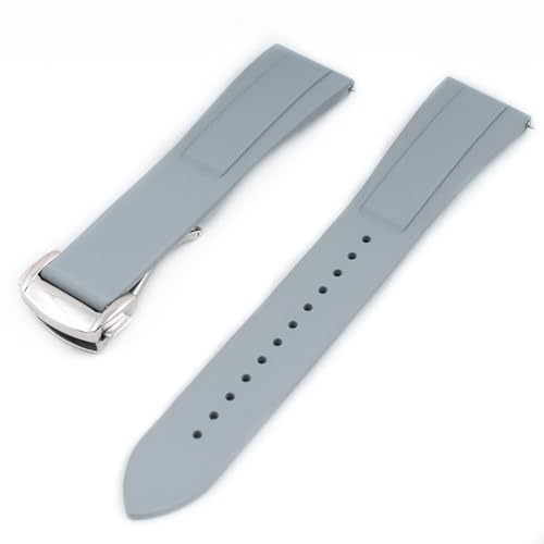 StrapHabit Quick Release Deployant Rubber Watch Strap For Large and Small Wrists - Women and Men - Band FKM Deloyment 19mm, 20mm, 21mm, 22mm (19mm, Gray)
